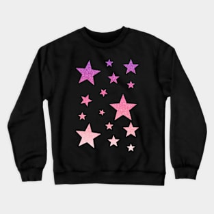 Pink Purple Ombre Faux Glitter Stars Crewneck Sweatshirt